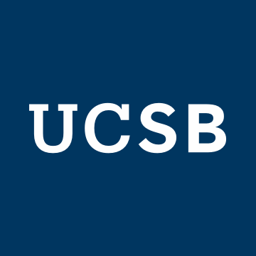 Image with white UCSB logo on navy blue background